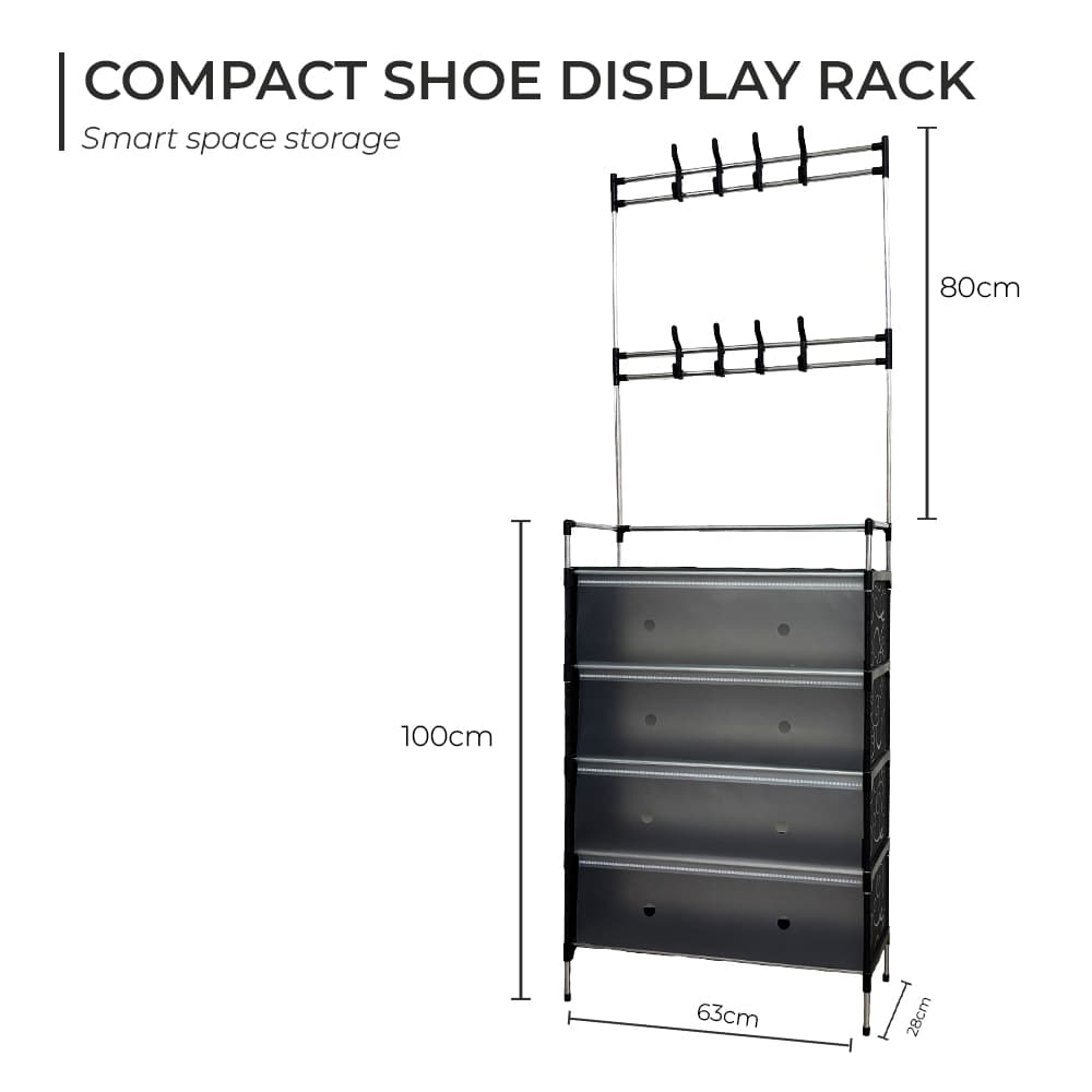 Ferixo™ Multi-Layer Shoes Organizer – Shoe Rack +Hanger Combo | DIY Storage Shelf for Clothes, Bags & Footwear - 3